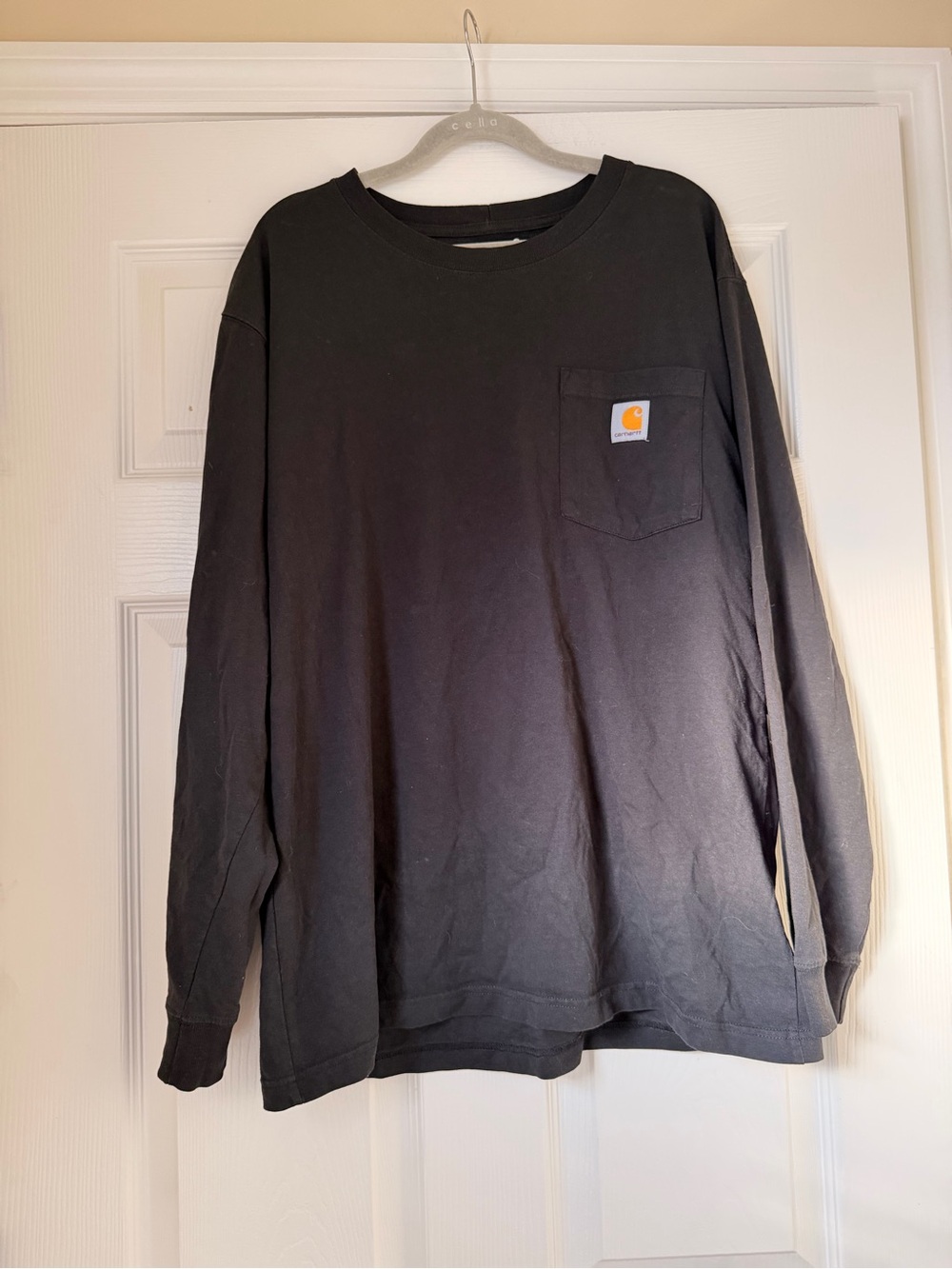 Carhartt Black Long-Sleeve Pocket Tee with Logo Patch